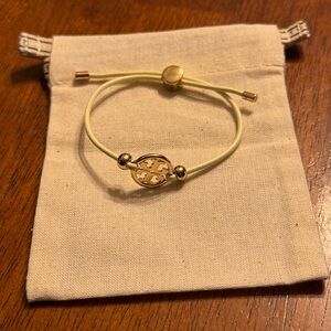 Tory Burch Miller Slider Bracelet : White and gold